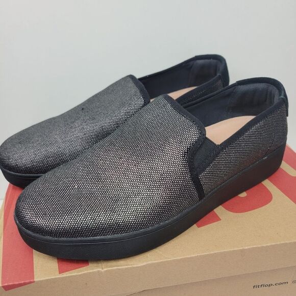 Fit Flop Veda Me3talloc Gray Black Slip On Sneaker Size 10 NEW NWT Style HR9-001 - Picture 3 of 9